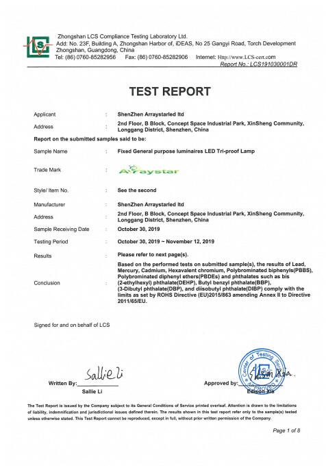 ROHS Test Report For 3P Tri-pro 
