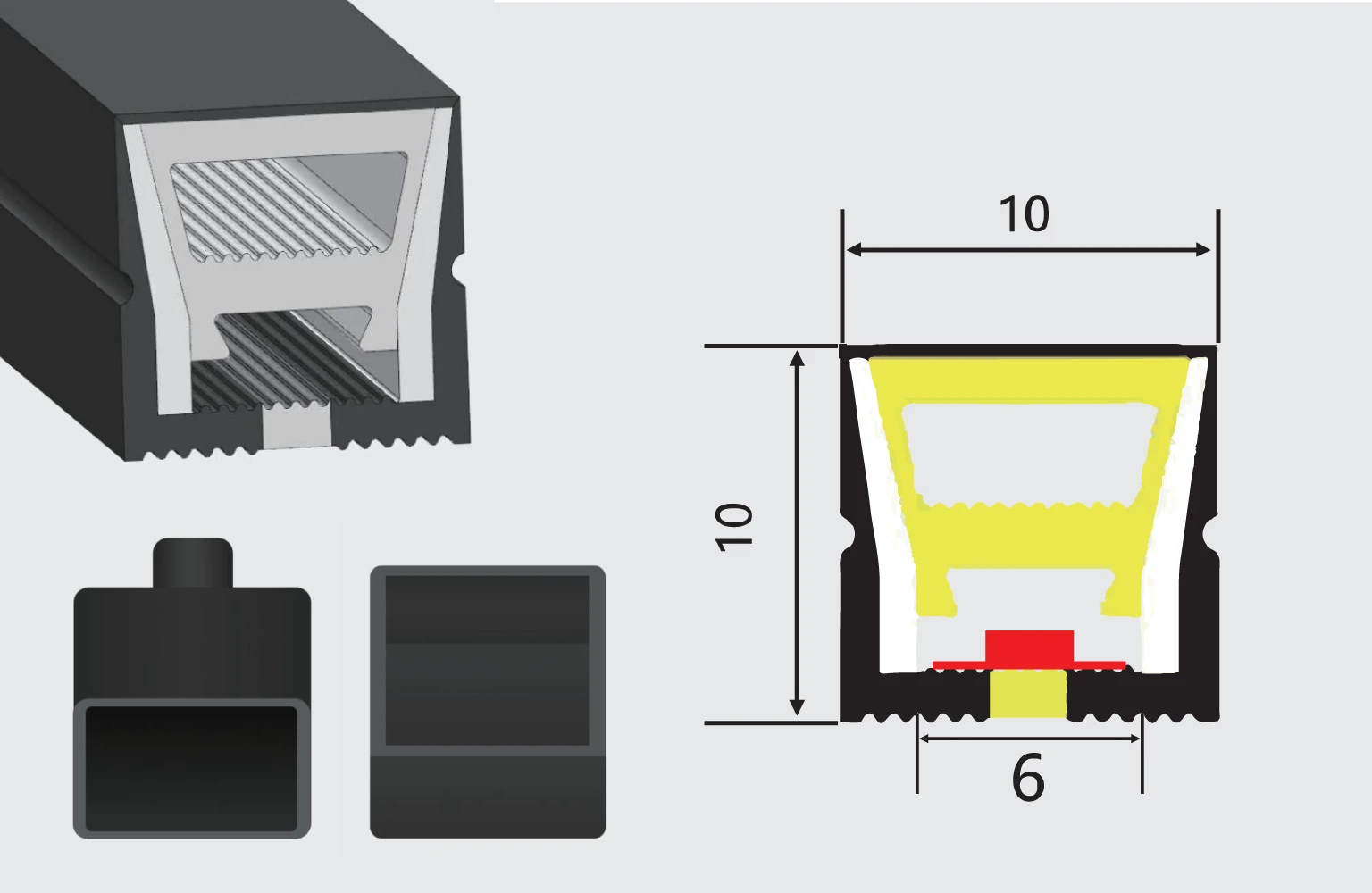 Black Slicone Neon Tube