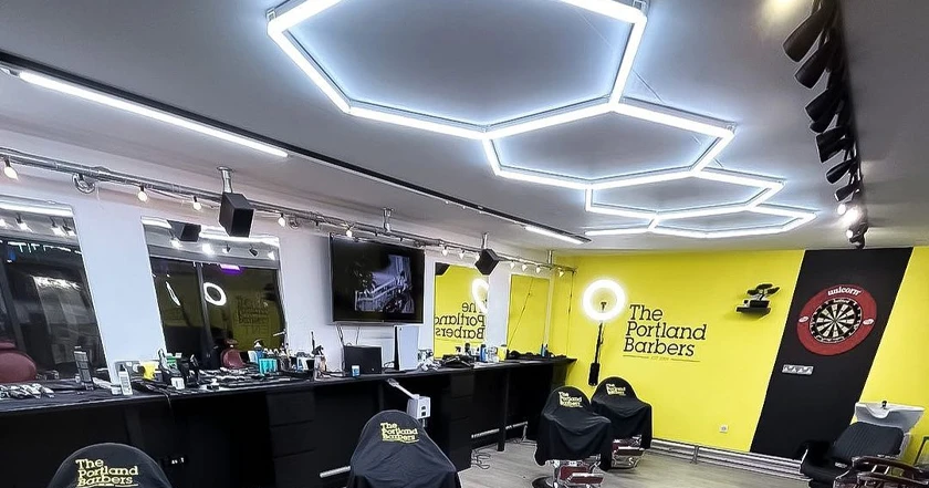 105W Hexagon Garage Light Honeycomb LED Ceiling Lighting System for Car Detailing Workshop