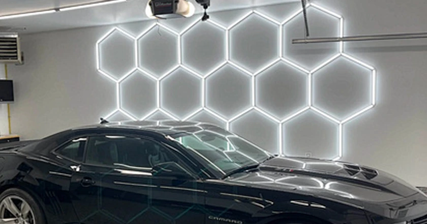  ART-CL16-W-AW-220V110V 315W Hexagon Garage Light Honeycomb LED Ceiling Lighting System for Car Detailing Workshop  
