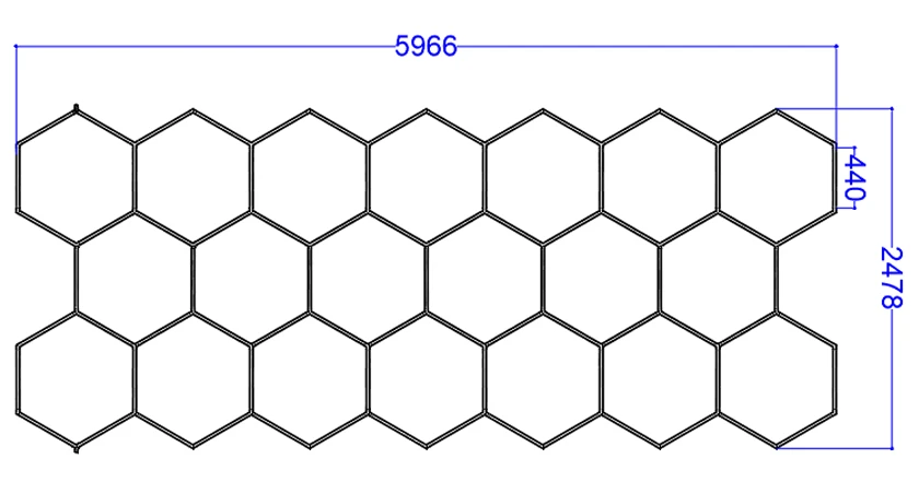 395W Hexagon Garage Light Honeycomb LED Ceiling Lighting System for Car Detailing Workshop