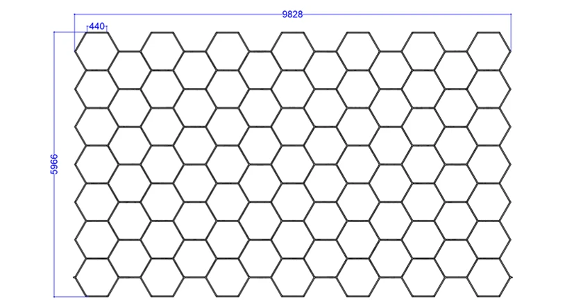 1470W Hexagon Garage Light Honeycomb LED Ceiling Lighting System for Car Detailing Workshop