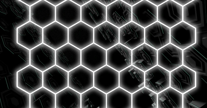 825W Hexagon Garage Light Honeycomb LED Ceiling Lighting System for Car Detailing Workshop