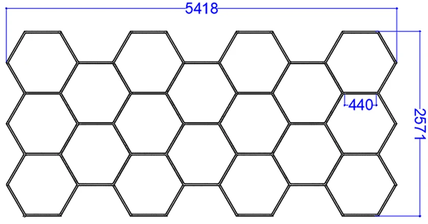 365W Hexagon Garage Light Honeycomb LED Ceiling Lighting System for Car Detailing Workshop