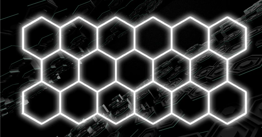 340W Hexagon Garage Light Honeycomb LED Ceiling Lighting System for Car Detailing Workshop