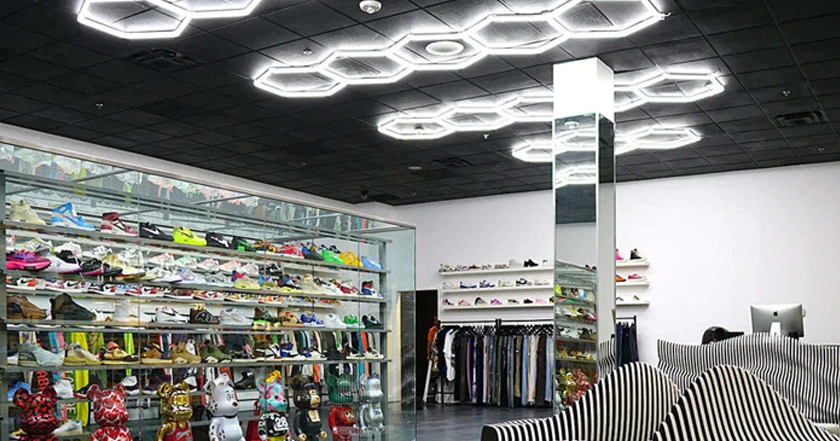 130W Hexagon Garage Light Honeycomb LED Ceiling Lighting System for Car Detailing Workshop ART-GW06 