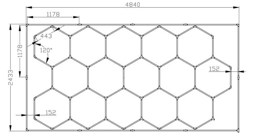 552W Hexagon Garage Light Honeycomb LED Ceiling Lighting System for Car Detailing Workshop