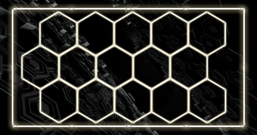 552W Hexagon Garage Light Honeycomb LED Ceiling Lighting System for Car Detailing Workshop