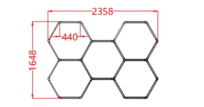 144W Hexagon Garage Light Honeycomb LED Ceiling Lighting System for Car Detailing Workshop