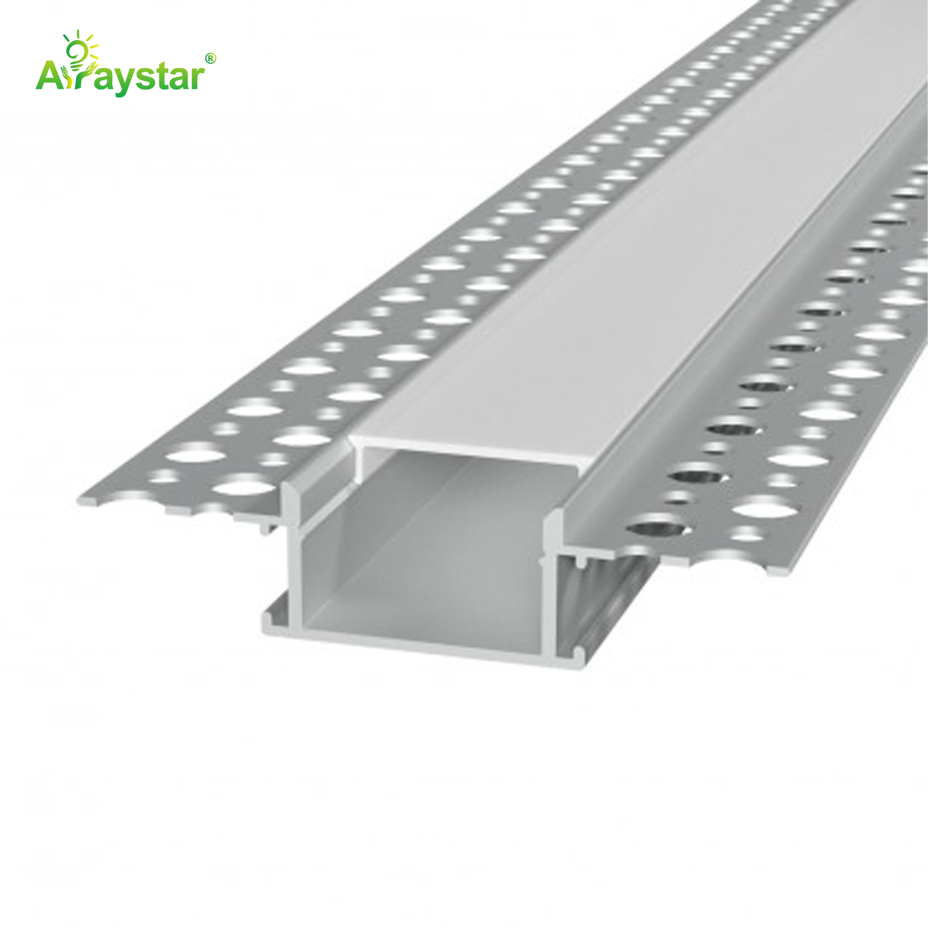 ART-LP6314 Trimless Recessed Plaster-in Silver Aluminum Profile with Diffuser Cover for LED Strip Lights (1M/2M)