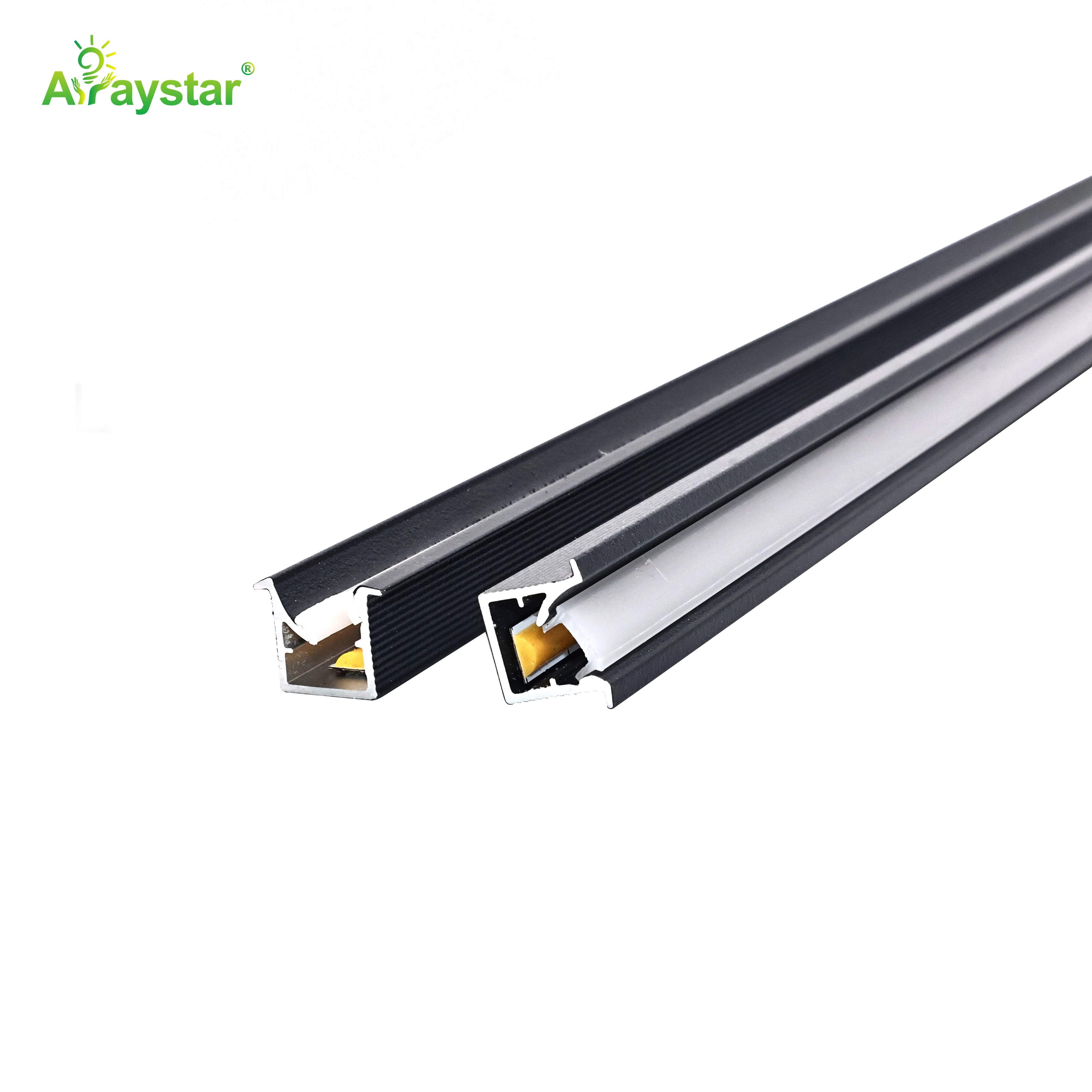 ART-1310 Asymmetric Aluminum LED Profile Channel with Angled Reflector and Diffuser Lens for 8mm LED Strip Lights, Wall Washing Surface Mounted