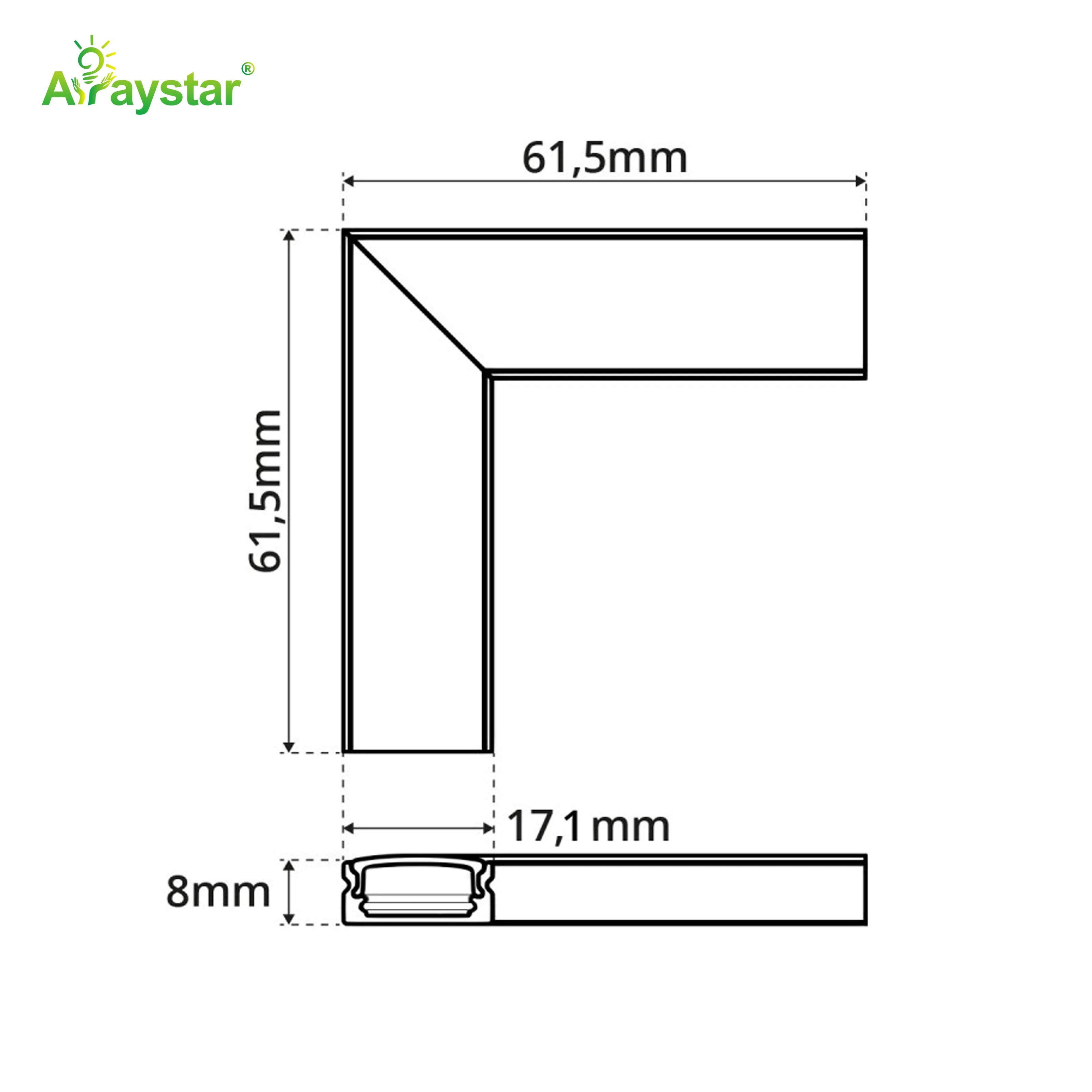 ART-AL6161 Silver 90 Degree Corner Connector Profile Connector for LED Strip Light Aluminum Channel