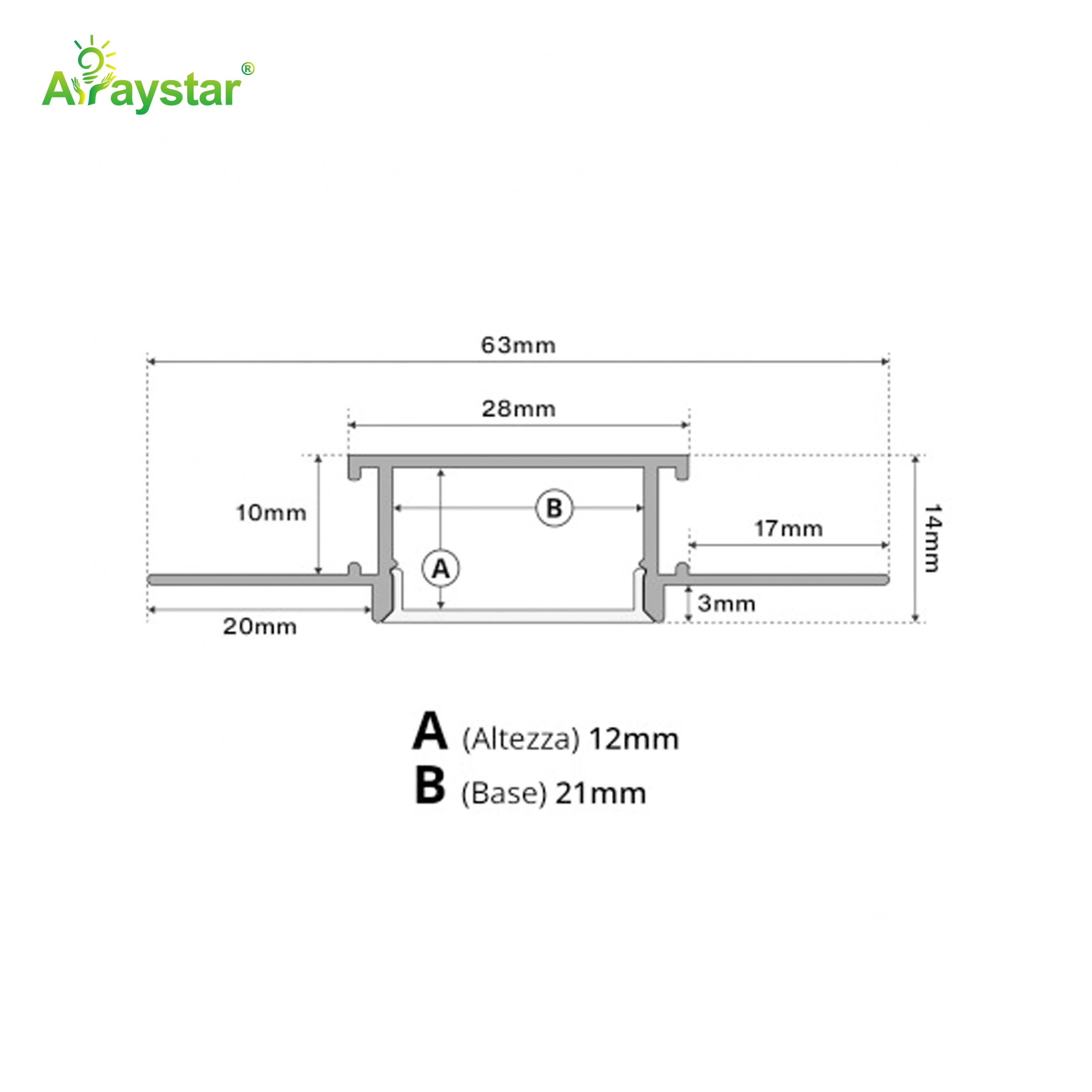 ART-LP6314 Trimless Recessed Plaster-in Silver Aluminum Profile with Diffuser Cover for LED Strip Lights (1M/2M)