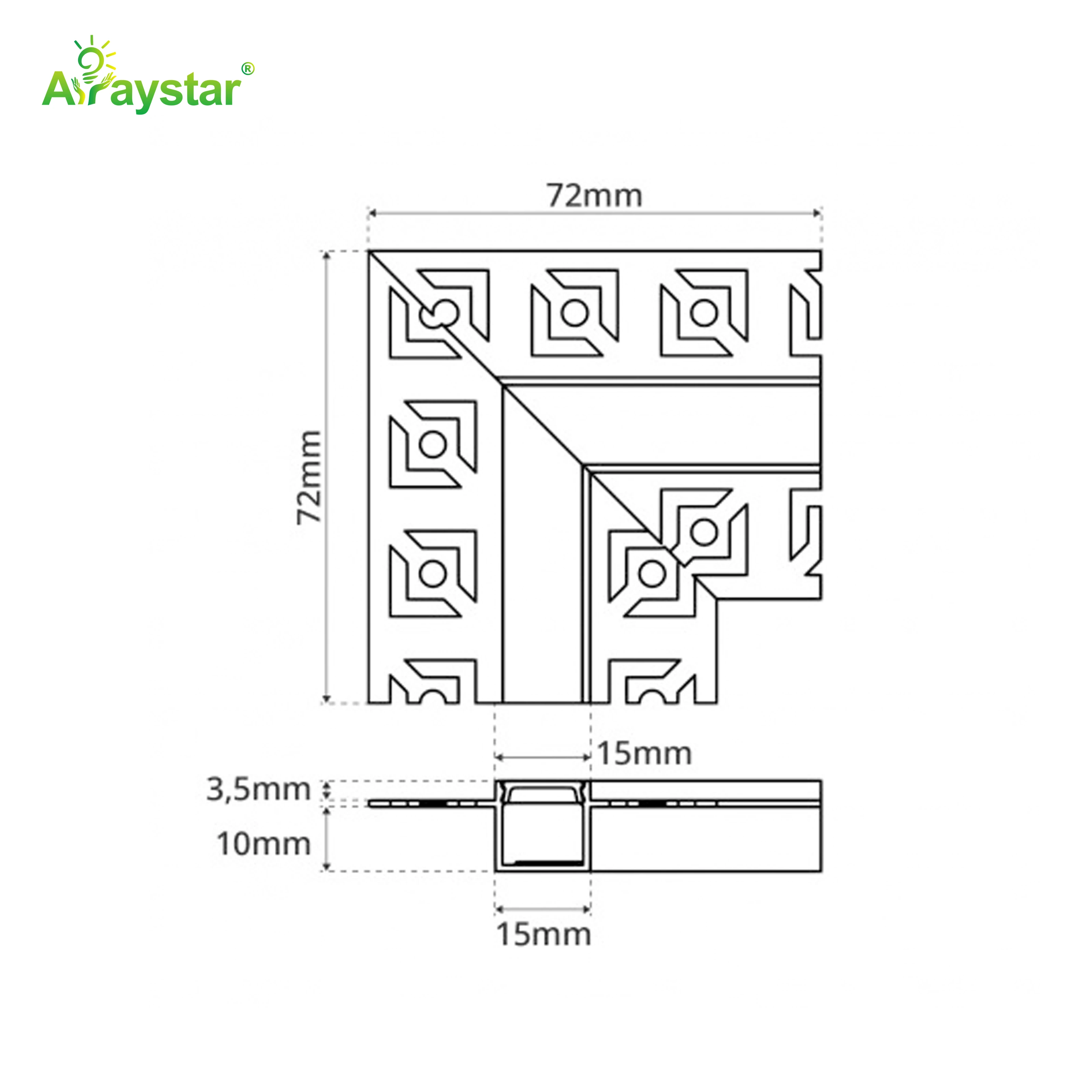 ART-AL7272 Silver 90 Degree Corner Connector Aluminum Profile for Plasterboard LED Strip Lights (Two-Part Separately)