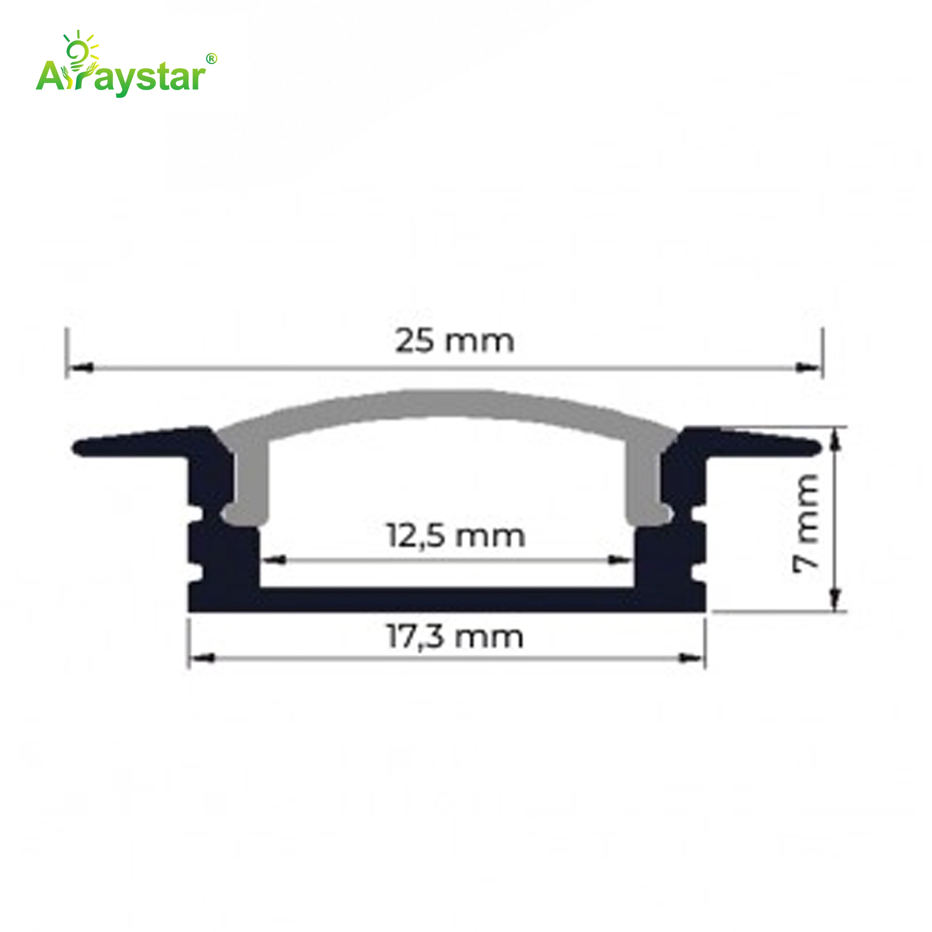 ART-AL1708 Silver Aluminum Profile with Diffuser Cover for LED Strip Lights (1M/2M)