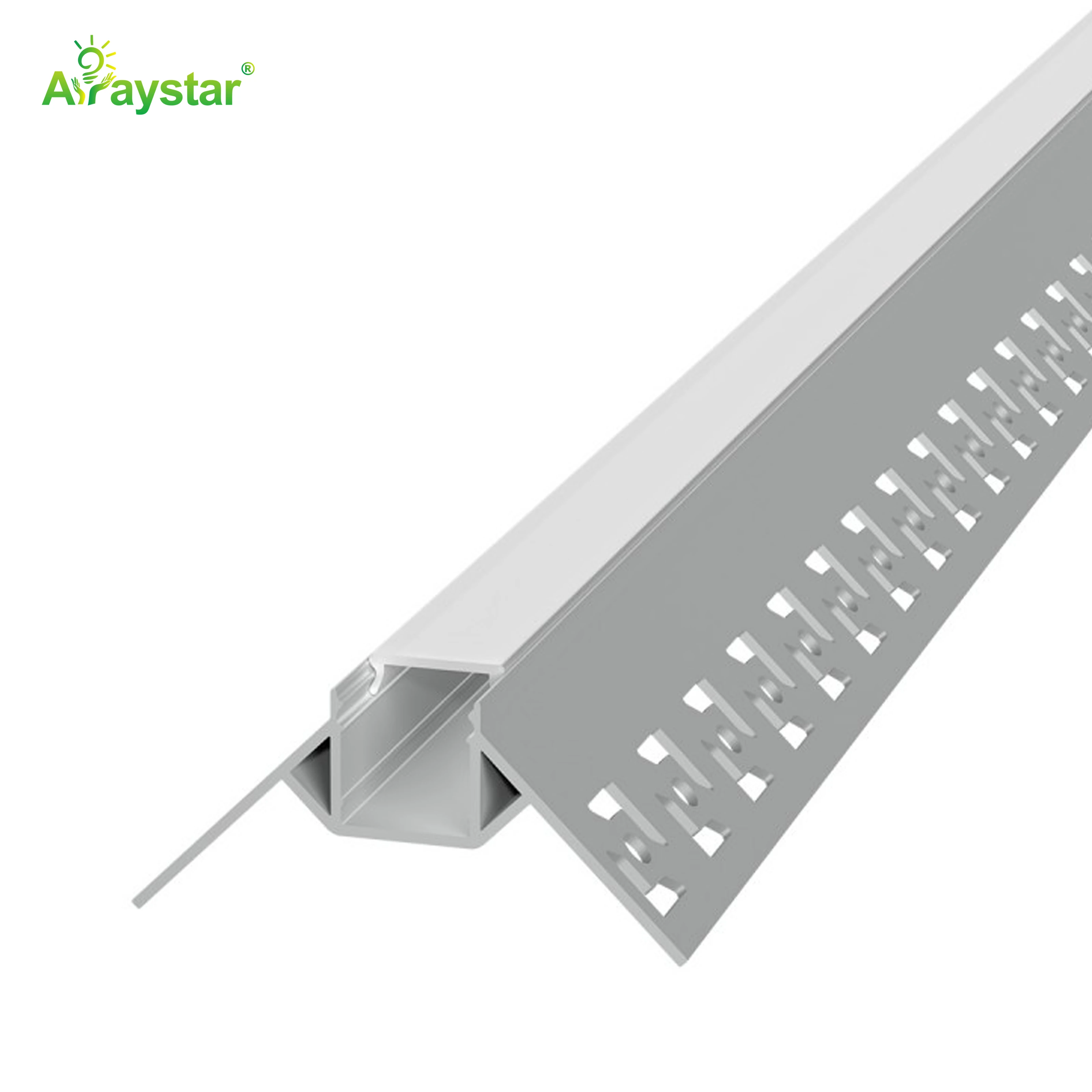 ART-AL5525 Silver Trimless Recessed Plaster-in Internal Corner Aluminum Profile with Diffuser Cover for LED Strip Lights (1M/2M)