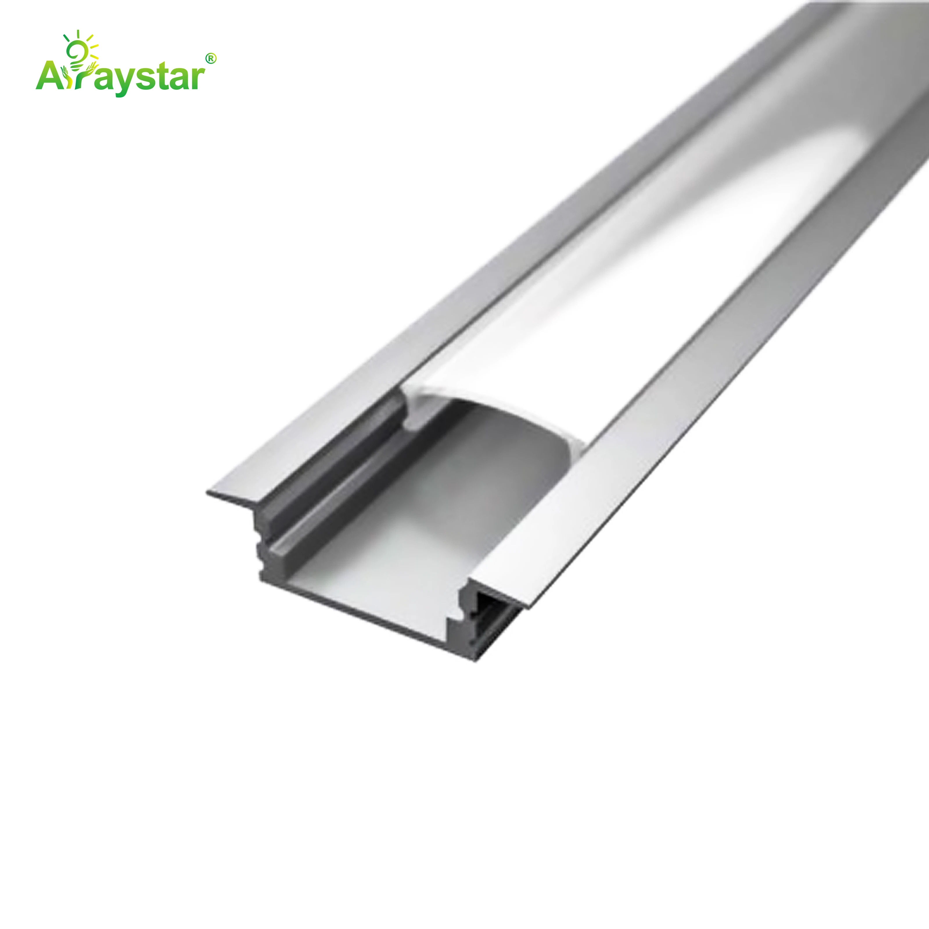 ART-AL2507 Silver Recessed Aluminum Profile with Flange and Diffuser Cover for LED Strip Lights (1M/2M)