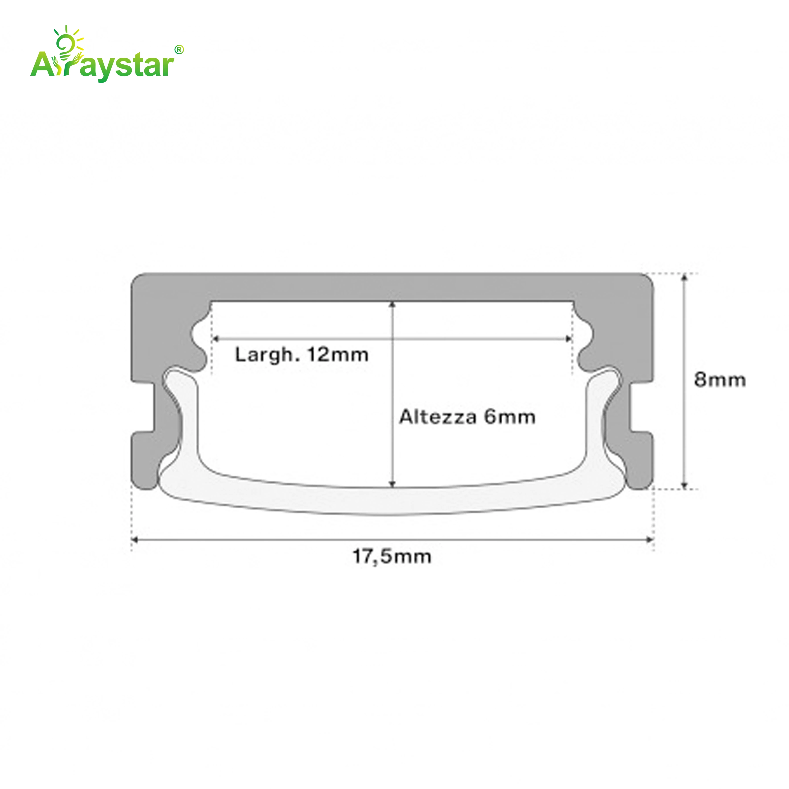 ART-AL1708B Black Aluminum Profile with Diffuser Cover for LED Strip Lights (1M/2M)
