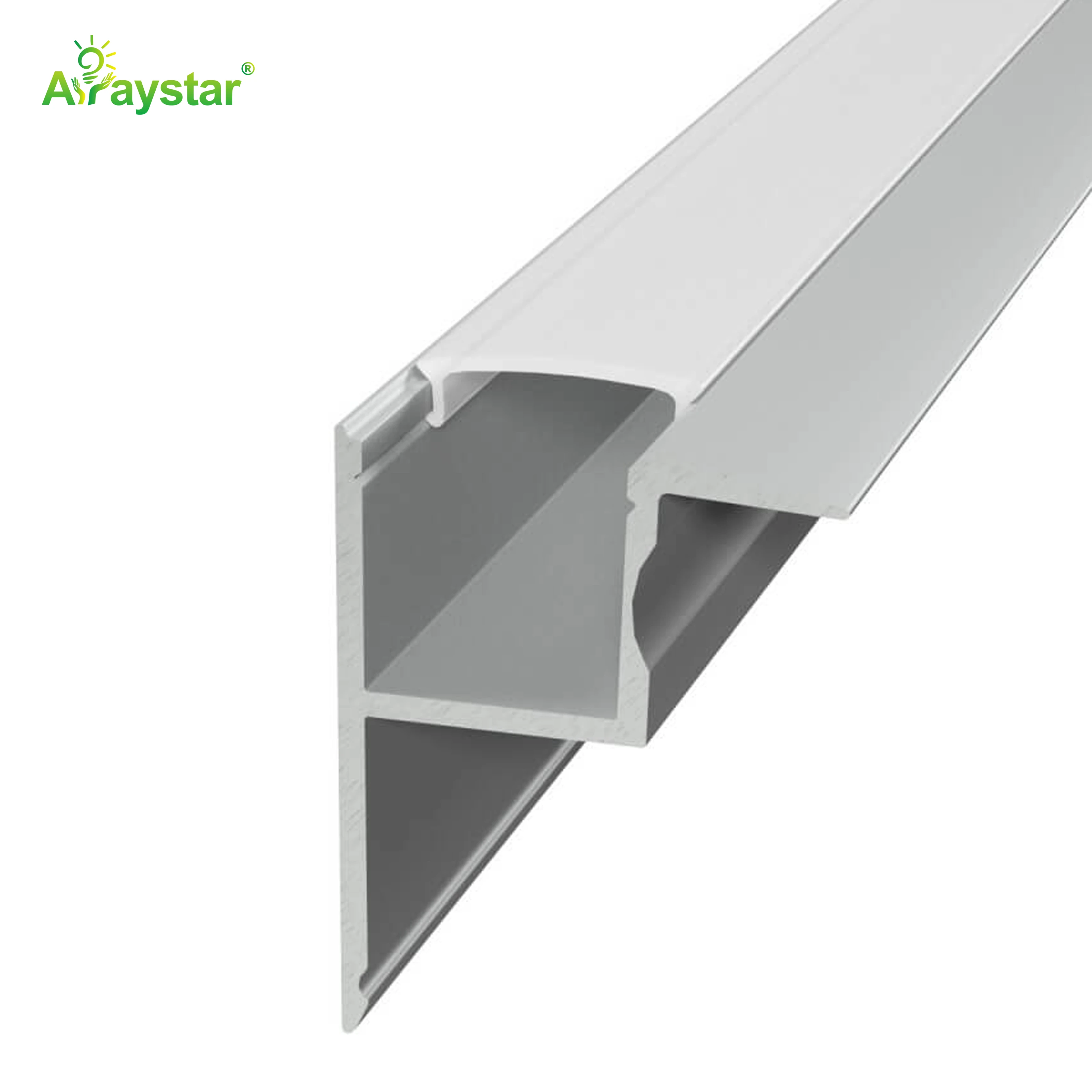 ART-LP4535 Silver Aluminum Profile with Diffuser for LED Strip Lights, Wall/Step Mount LED Channel with End Caps and Mounting Clips (1-Meter / 2-Meter Options)