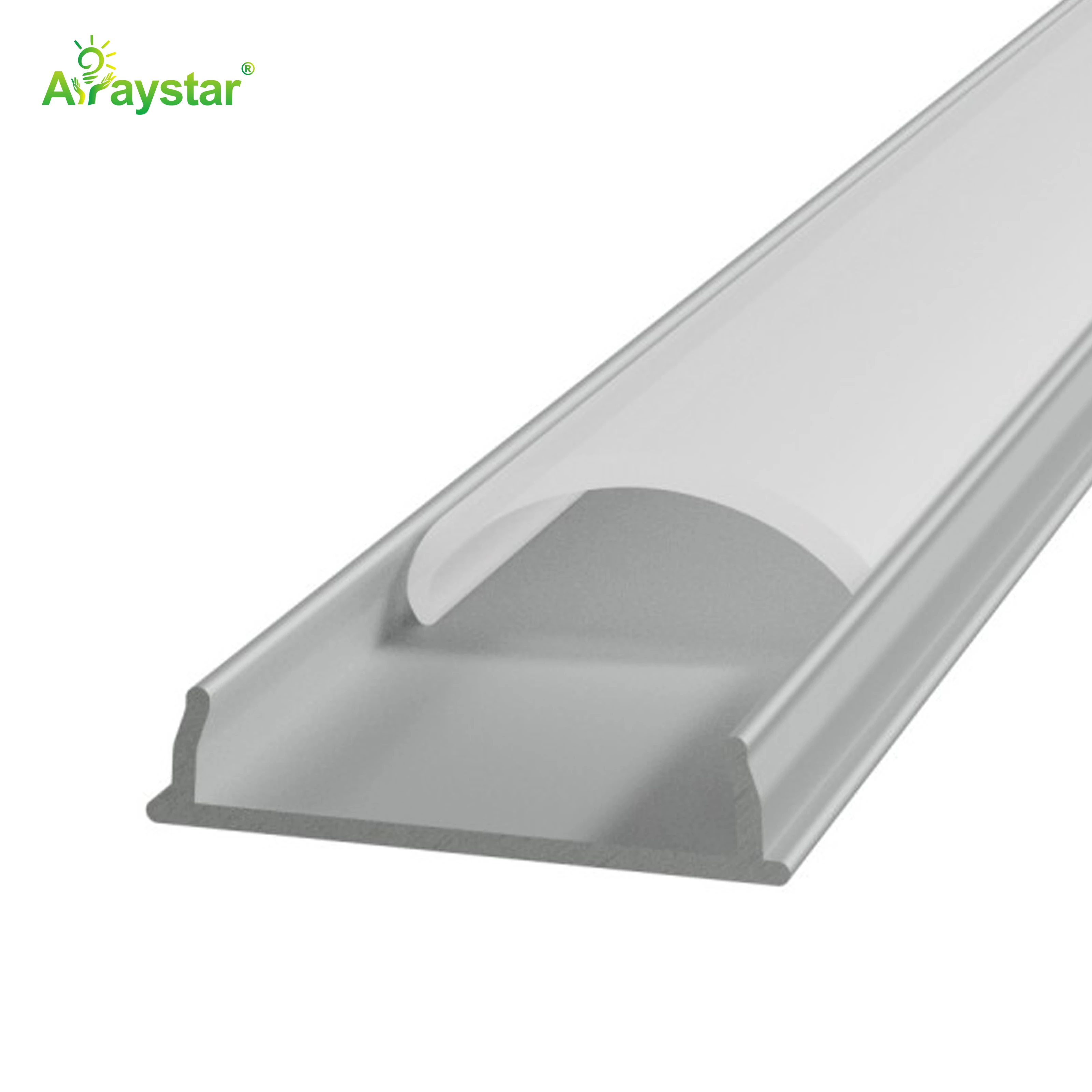 ART-R1706 Silver Slim Aluminum Profile with Curved Diffuser for LED Strip Lights, Surface Mount Shallow LED Channel with End Caps and Mounting Clips (1-Meter / 2-Meter Options)