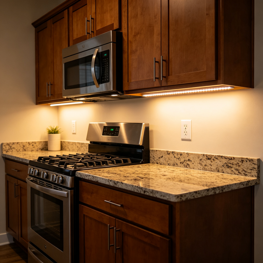 Kitchen under cabinet LED strip lighting project