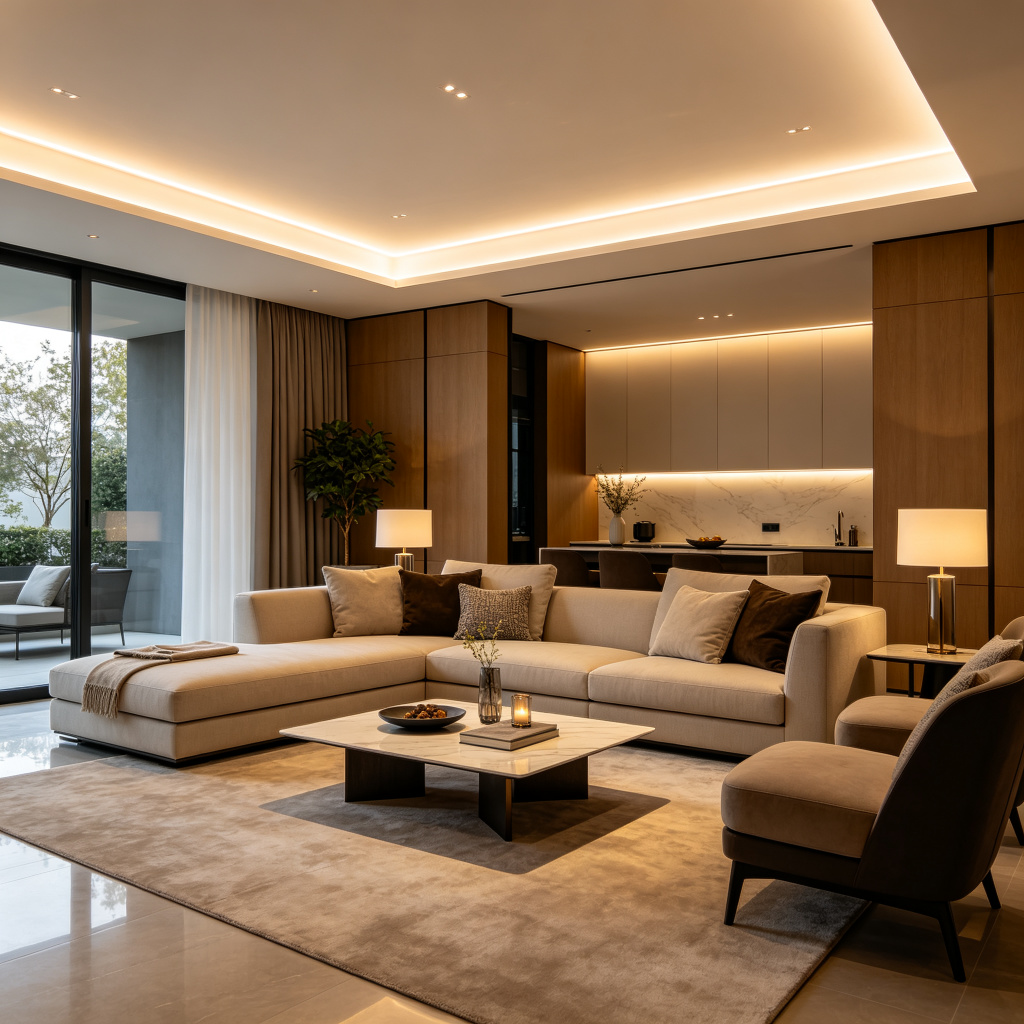 Living room LED strip cove lighting project