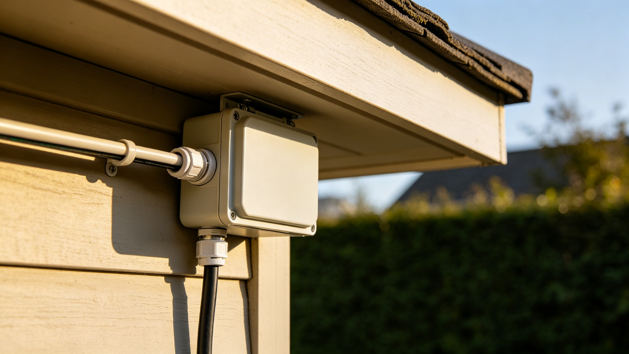 A sealed waterproof outdoor junction box with cable glands
