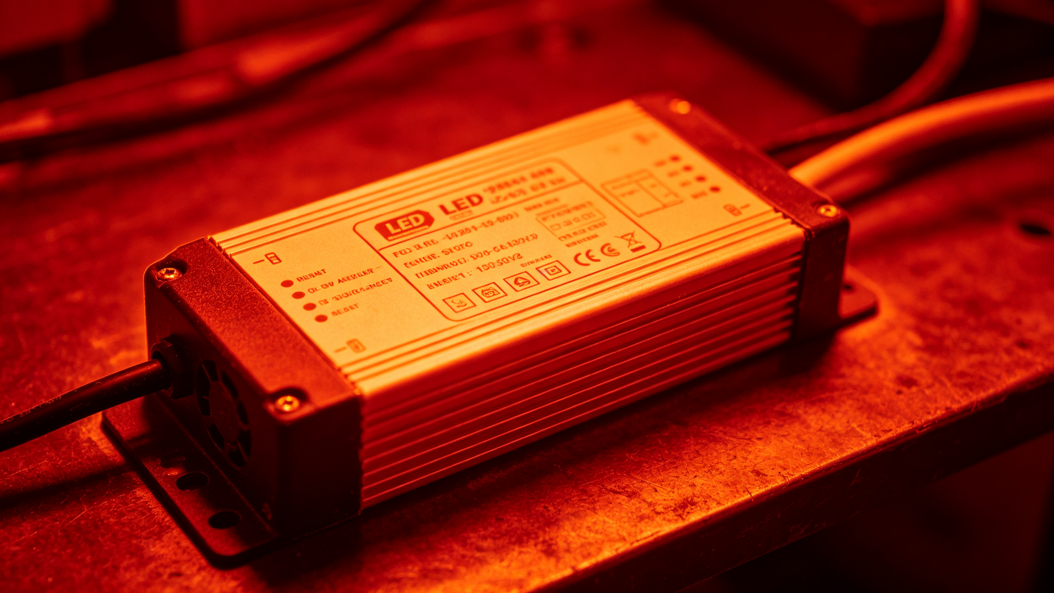 Infrared thermal camera style view of a hot LED power supply