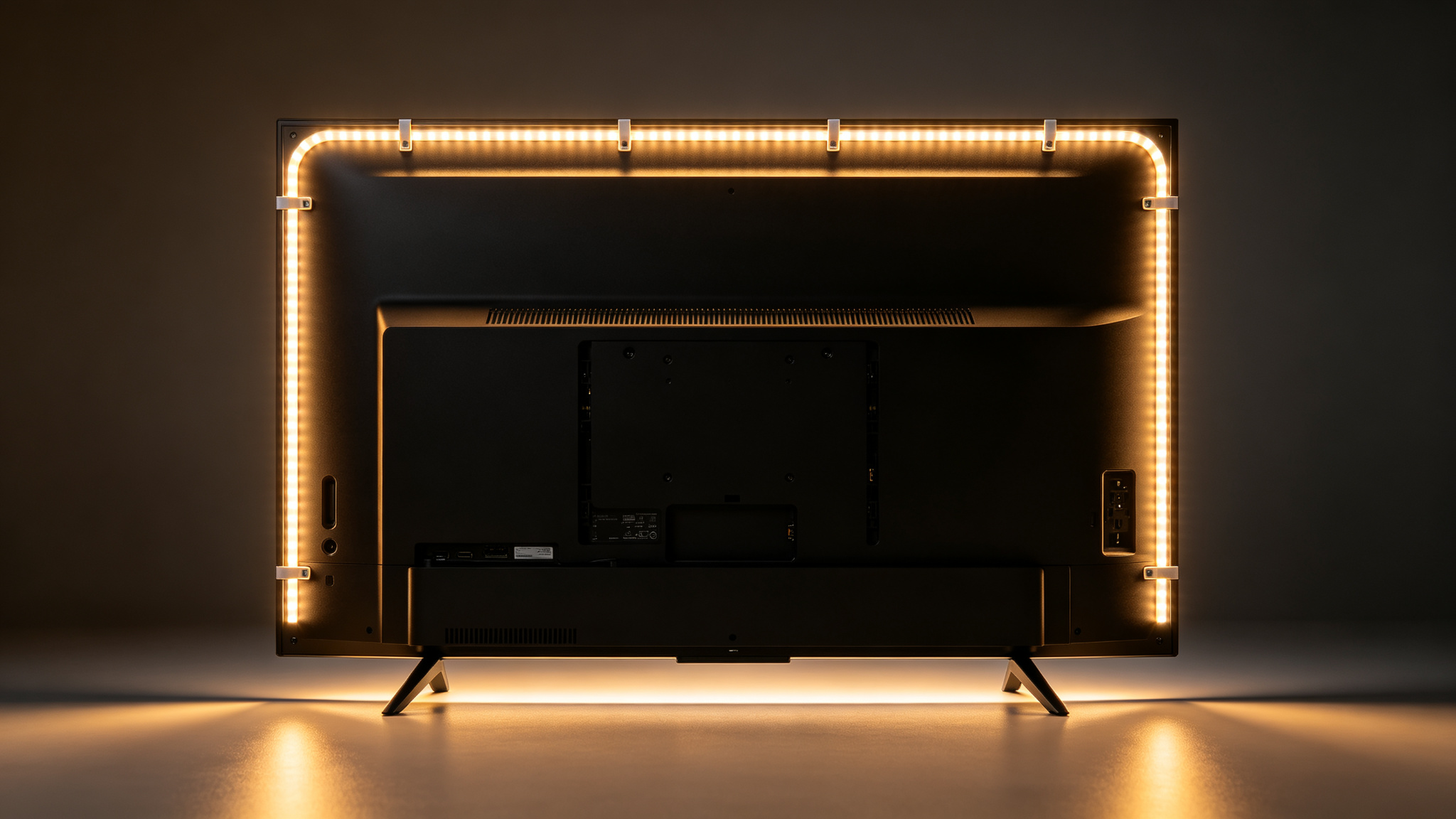 Rear of a TV showing strip mounted around the back perimeter