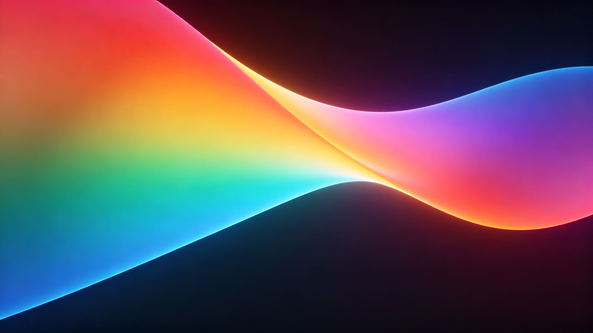 Smooth rainbow spectral ribbon of light on dark background