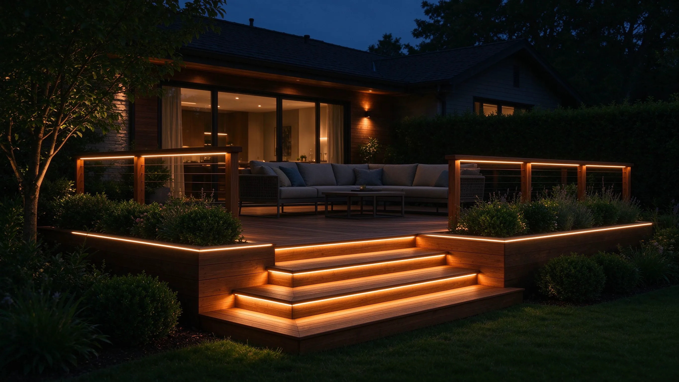 Outdoor LED Strip Ideas for Patios, Decks & Gardens: IP Ratings, Step Lights & Landscape Wash