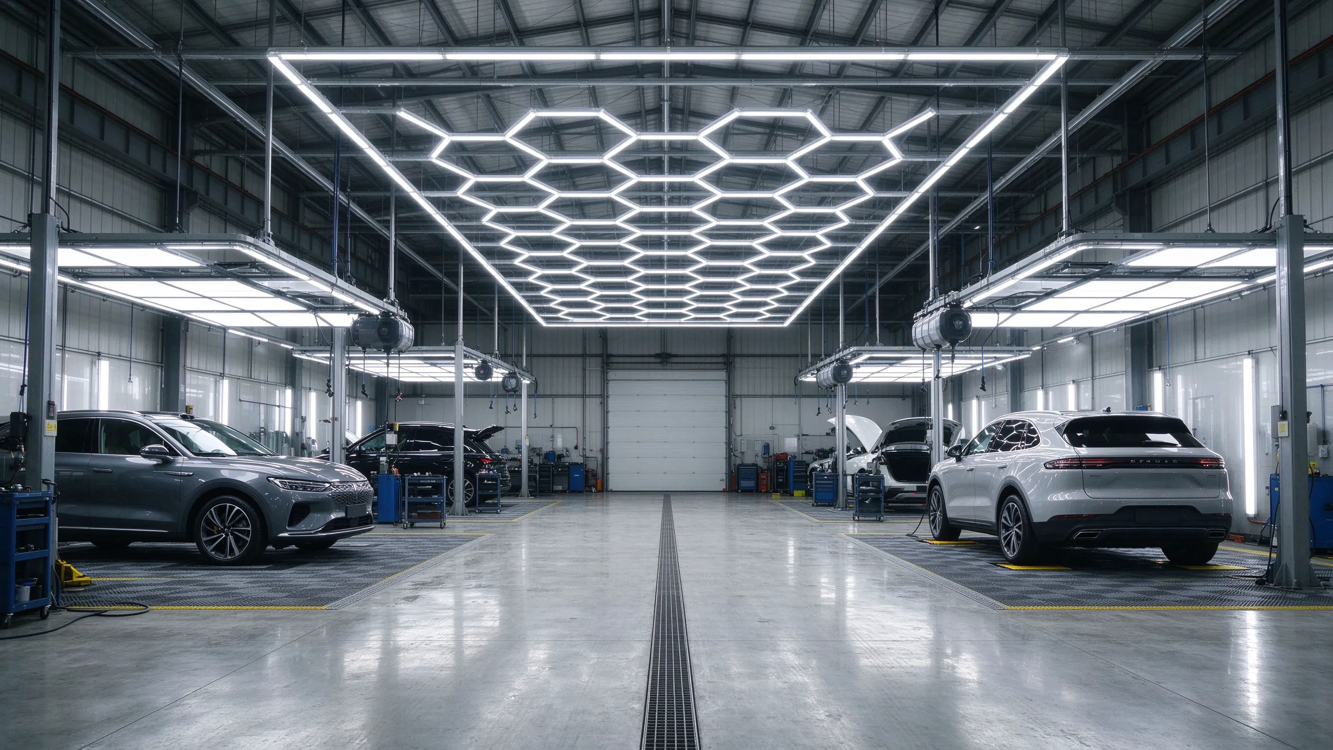 Sizing Large Hexagon LED Grid Systems for Workshops and Detail Shops