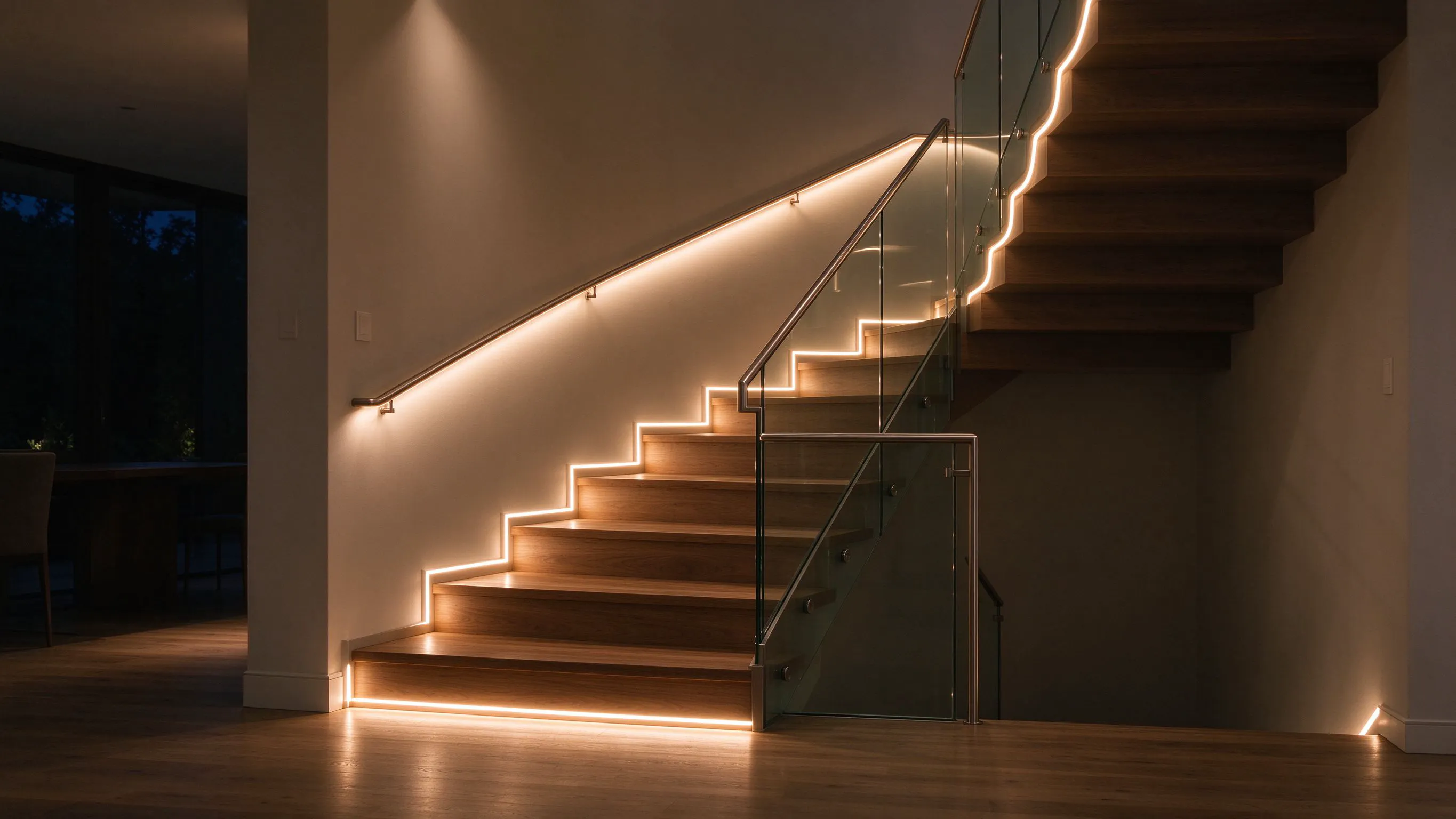 Stair Handrail & Guardrail Integrated LED Strip Lighting: Continuous, Safe Wayfinding
